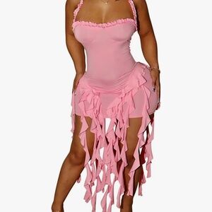 Sexy halter neck Ruffle Bodycon Dress